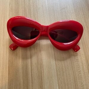 Retro Inflated Cat Eye Sunglasses for Women Men Sexy Lip Chunky Glasses Red